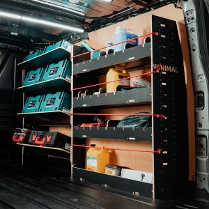 Ford Transit Custom SWB 2023- Adjustable Driver Side Hexaboard Van Racking and Toolbox Shelving