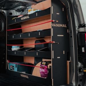 VW Caddy Caddy SWB L1 driver side / OS XL van rack with 3 shelves and 12 compartments