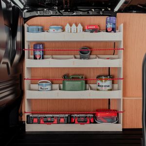 Ford Transit Custom 2023- Front Racking and Shelving Unit - with tools displayed in unit