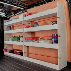 Ford Transit Custom 2023- L1 Full Driver Side Racking (Multi-Compartment Shelving)