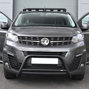 Front van view of the Vivaro C fitted with a black stainless steel a-bar