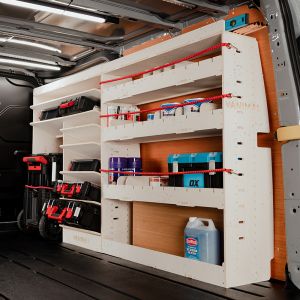 Ford Transit Custom LWB 12-23 Adjustable Driver Side Racking with Toolbox Shelving