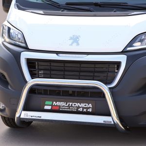 Close-up view of the Peugeot Boxer 2014-2021 Polished Front A-Bar