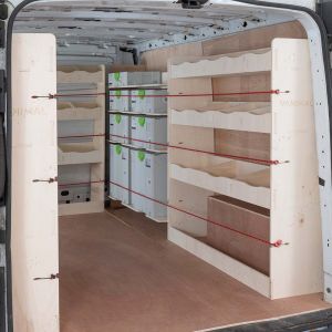 Nissan Primastar LWB L2 Double Rear, Front Festool and Bulkhead Racking (4 Pack) OS View