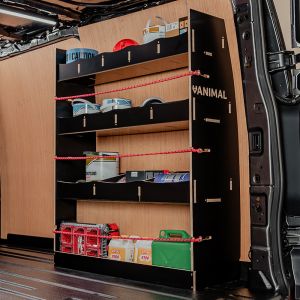 Rear van side angle view of the Toyota Proace 2016- LWB Hexaboard OS Rear Racking and Shelving