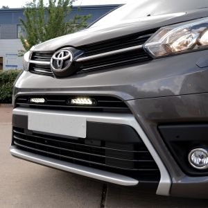 Close-up view of the Toyota Proace (2016-) Linear-6 LED Light Bar Bumper Integration Kit