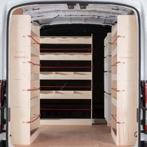 Vauxhall Movano LWB L3 2010-2021 Double Rear, Front Festool and Bulkhead Racking (4 Pack) - Boxes displayed on Festool