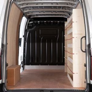 Renault Master LWB L3 Full Driver Side Ply Racking with Front Toolbox Shelving