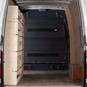 Rear van view of Mercedes Sprinter LWB L3 2006-2018 Double NS - Rear and Middle Racking Units