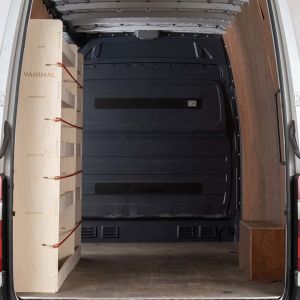 Rear van view of Mercedes Sprinter 2006- LWB Double NS - Rear and Middle Rackin