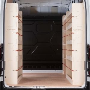 Rear van view of Vauxhall Movano LWB L3 Double Rear, Front Toolbox and Infill Racking (4 Pack)