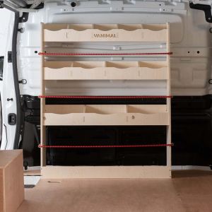 Front view of Nissan NV300 SWB L1 / LWB L2 2016- Bulkhead Racking Unit