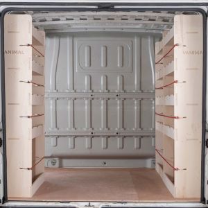 Back view in van of Vauxhall Movano L1 2022- Double Rear and Front Racking (Triple Pack)
