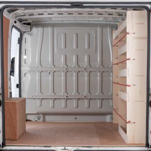 Citroen Relay SWB Full Driver Side Plywood Racking with Front Toolbox Shelving