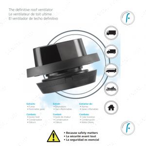 Black Rotating Roof Ventilation System For Small and Medium Vans