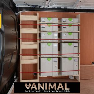 Side van view of the Transit Mk8 Hexaboard Front Festool Shelving and Infill Racking