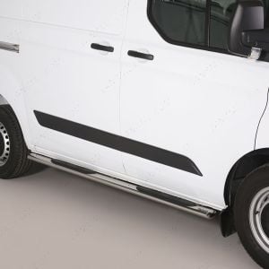 Ford Transit Custom 2012-2023 SWB Polished Side Bars with Rubber Steps