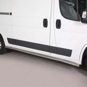 Close-up view of the Citroen Relay 2014- MWB Polished Stainless Steel Side Bars 