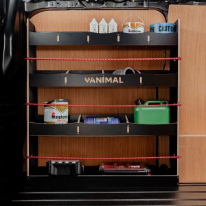 Side van view of the VW Transporter T5 T5.1 Hexaboard Front Racking and Shelving Unit