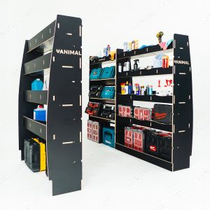 Ford Transit Mk8 MWB Hexaboard Triple Van Racking System with x3 Toolbox Shelves