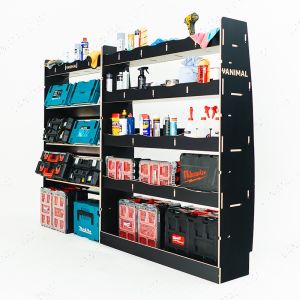 Ford Transit Mk8 MWB Hexaboard Driver Side Van Racking with x3 Toolbox Shelves