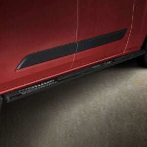 Ford Transit Custom 2018-2023 LWB Black Stainless Steel Side Bars with Checker Plate Steps 