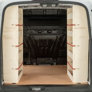 Rear van view of Transit Connect 2014- LWB L2 OS and NS Rear Racking Units (Pair)
