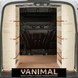 Rear van view of Transit Connect 2014- LWB Hexaboard NS and OS Double Rear Van Racking System (Pair)