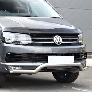 Close-up view of the VW Transporter T6 Front Polished Spoiler Bar