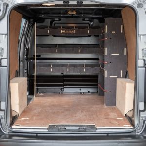 Rear van view of the Citroen Dispatch 2016- Hexaboard Integrated Right Hand Front & Bulkhead Racking