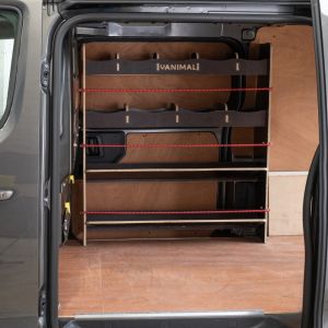View van view of the Toyota Proace 2016- Hexaboard Front Toolbox Racking with x2 Shelves