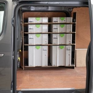 Side van view of the Nissan NV300 2016- Hexaboard Front Festool Systainer Shelving Rack
