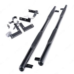 Black Side Bars with Steps for VW Transporter T5/T6 L1 SWB