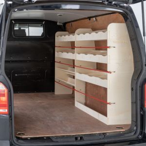 VW Transporter T6 T6.1 L1 Driver Side Ply Racking with 2+2 Front Toolbox Shelving