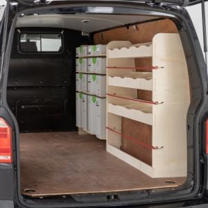VW Transporter T6 T6.1 L1 Driver Side Ply Racking with Festool Systainer Shelving