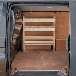 VW Transporter T6 T6.1 L1 Front 2+2 Toolbox Ply Shelving Racking Side Door View