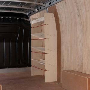 Side angle view of the Nissan NV400 Front Toolbox Racking