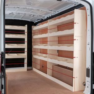 Nissan Interstar 2025 premium plywood racking with bulkhead and driver‑side units