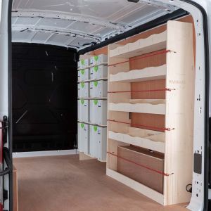 Ford Transit Mk8 MWB L2 Full Driver Side Ply Racking with Front Festool Shelving