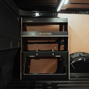 Side van view of the Ford Transit Connect LWB 2024- OS Front Ulti-Rack Hexaboard Van Racking V2
