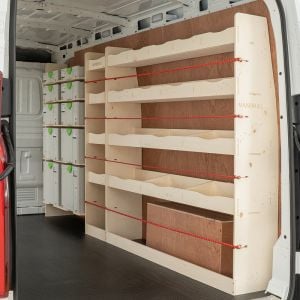 Maxus Deliver 9 2020- LWB Full Driver Side Ply Racking with Front Festool Shelving