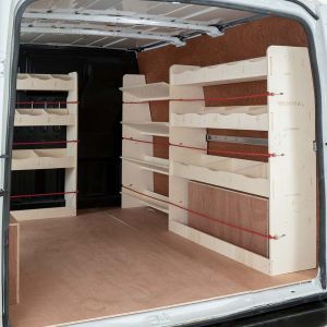 OS side view of the Ford Transit 2001-2013 SWB Driver Side with Toolbox and Bulkhead (Triple Pack)