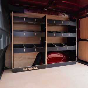 Renault Kangoo 2022 L1 driver side van racking in black hexaboard finish