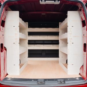 Rear van view of the VW Caddy Cargo 2021- Double Rear and Bulkhead Van Racking