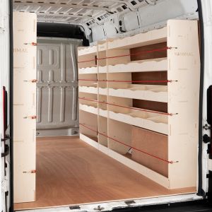 OS side view of the Citroen Relay 2006- LWB NS Rear and Full Driver Side Racking  (4-Pack)