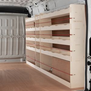 OS side view of the Citroen Relay 2006- LWB Full Driver Side Racking inc. Middle (3-Pack)