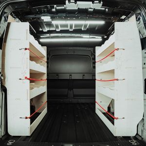 Rear van view of the VW Caddy Cargo Maxi 2021- Double Rear Van Racking