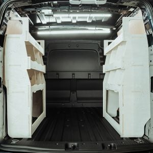 Rear van view of the VW Caddy Cargo Maxi 2021- Double Rear Ulti-Rack Van Racking
