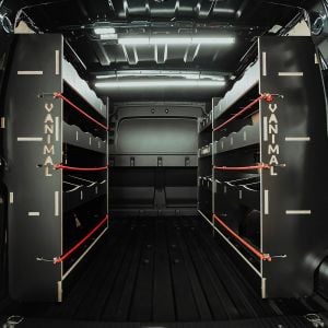 Mercedes Citan 2022 L2 triple van racking system in black hexaboard finish
