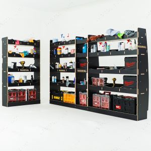 Nissan Interstar 2025 L3 hexaboard XL racking system with bulkhead storage and full driver‑side shelving